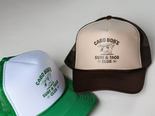Load image into Gallery viewer, Surf &amp; Taco Club Trucker Hat - Brown
